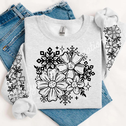 Winter floral black ink w/sleeve option