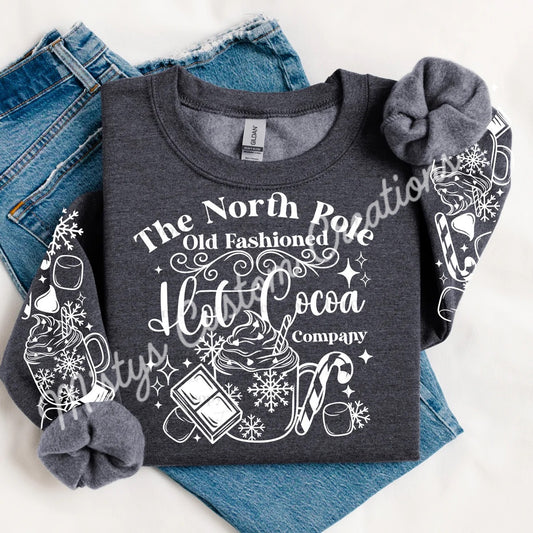 North Pole Hot Cocoa white ink w/ sleeve option