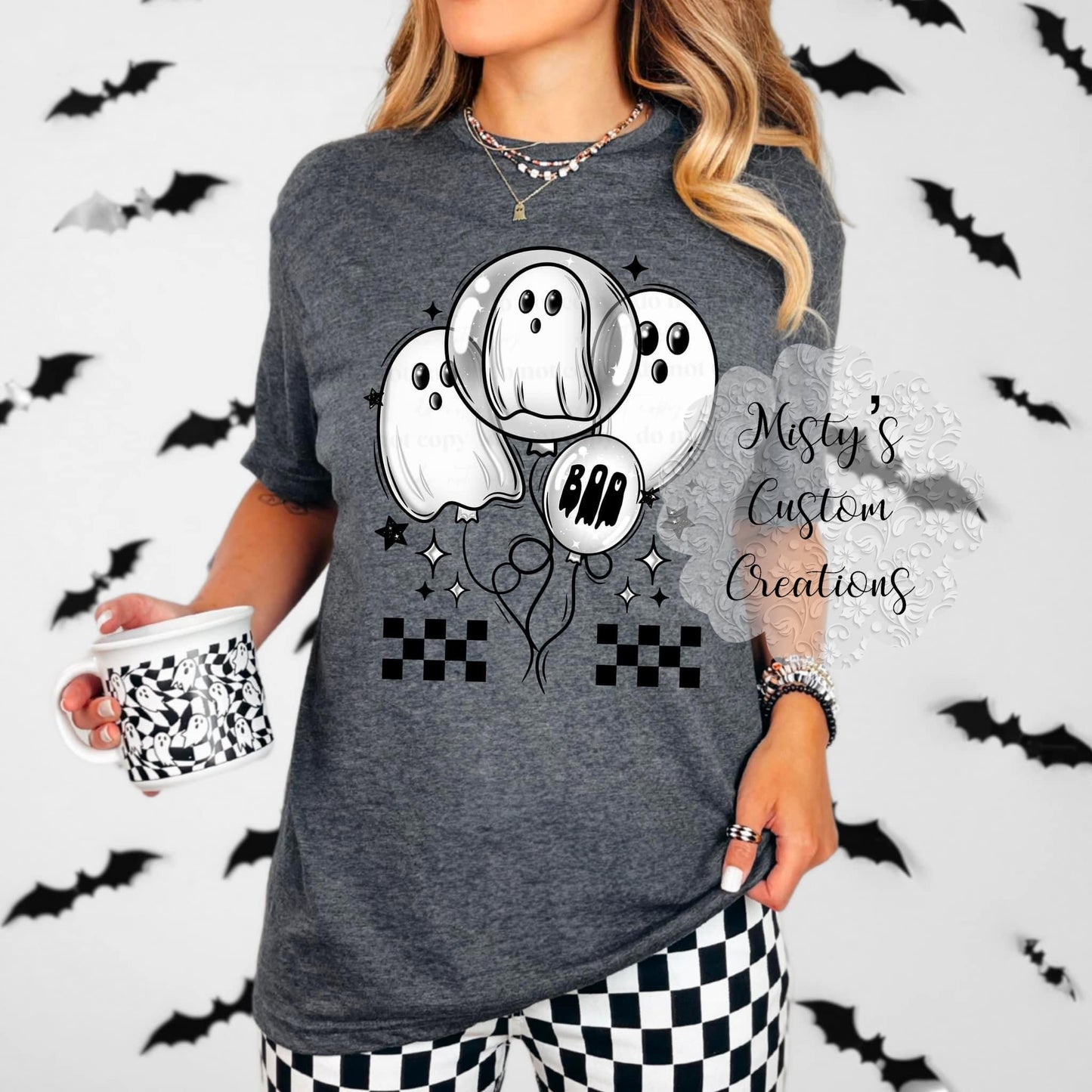 Boo balloon black checkered