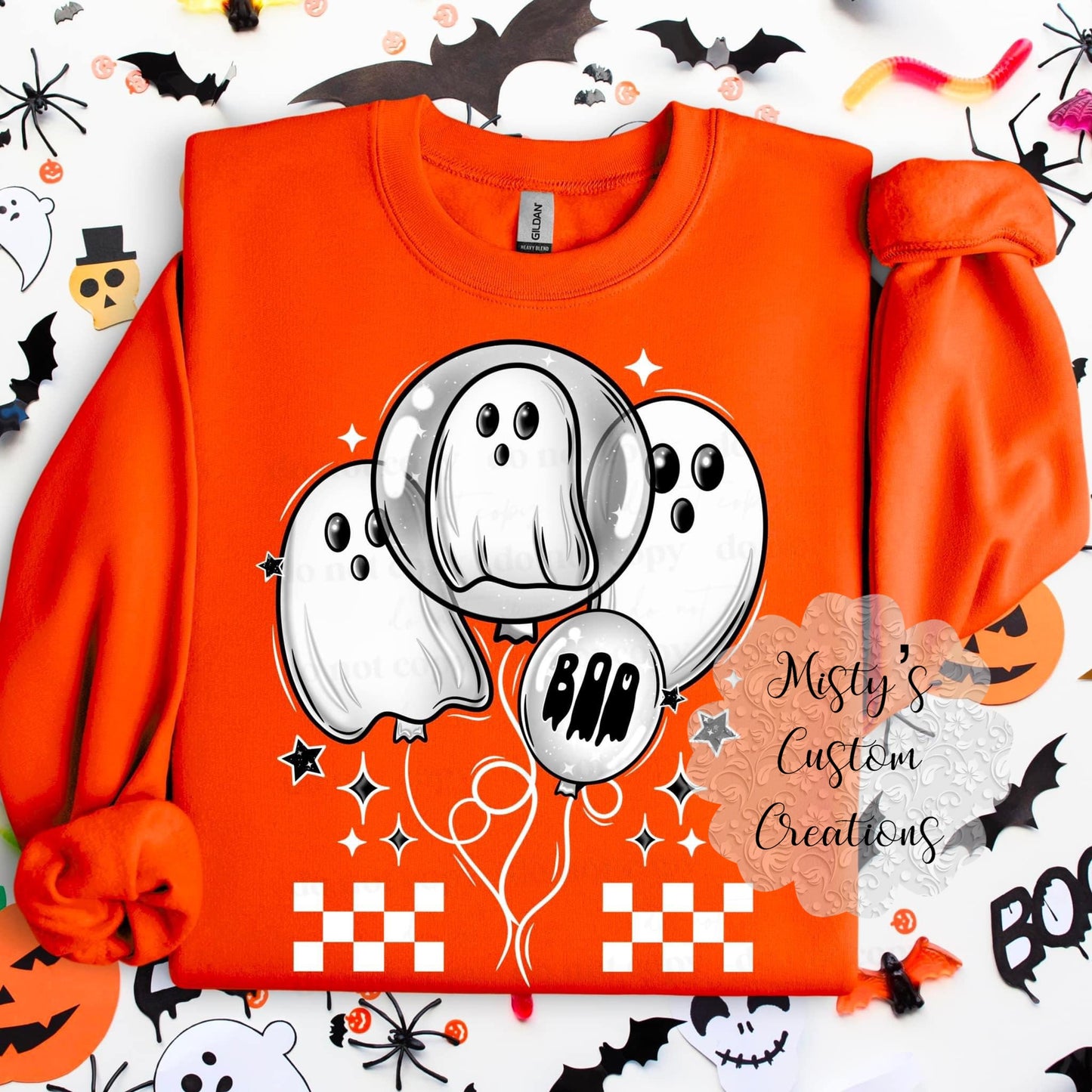 Boo balloon white checkered