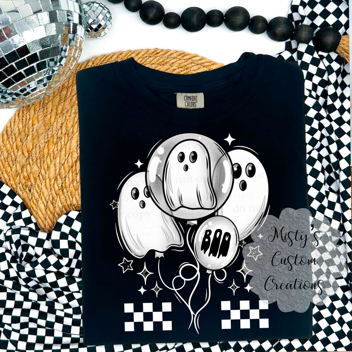 Boo balloon white checkered