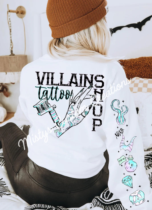 Villains tatoo shop w/ sleeve options