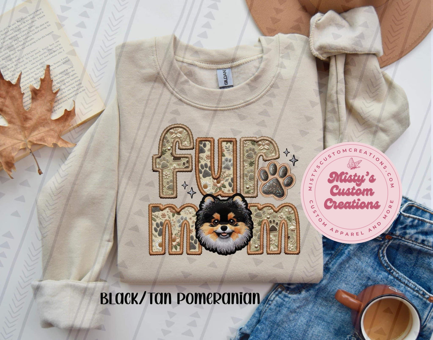 Pomeranian Black/Tan Fur Mom